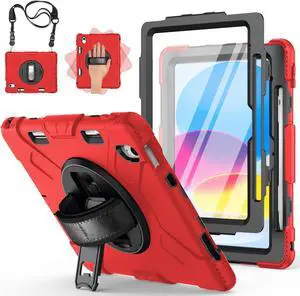 Miesherk Case for iPad (A16) 11th/10th Generation 2025/2022 with Screen Protector, Full-Body Drop Protection 360deg Rotate Stand/Hand Strap, Cover Compatible with iPad 10th Gen 10.9/11-inch