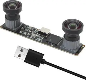 MMlove USB Stereo Camera 1080P 60FPS Synchronous Dual Lens 4MP Camera Module 3D Webcam 115° Viewing Angle Lightburn Webcam Plug & Play for VR Face Recognition Streaming,PC/Laptop/Raspberry Pi