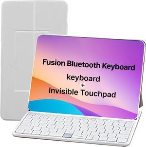 MOKIBO Touchpad Portable Fusion Keyboard: Black Bluetooth Mini Wireless Keyboard with Built-in Multi-Gesture Trackpad, USB-C, Multi-Pairing, Spill-Proof, Light, Compact Keyboard, iOS, Android (White)
