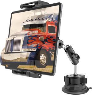 NATDETC Car Dashboard Windshield Tablet Mount for Truck with Flexible Metal Arm, Suction Cup Tablet Holder Fit Thick Cases (Deep Max 1.18'') for iPad Pro Air Mini, Galaxy Tab, iPhone, 6-15.6'' Devices