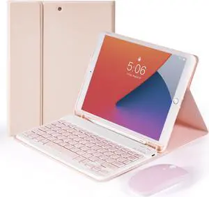 Nsyee Keyboard Case for iPad 9th 8th 7th Generation 10.2 Inch, Detachable Bluetooth Keyboard Case with Pencil Holder and Mouse for iPad 9th/8th/7th & iPad Air 3rd 10.5"/iPad Pro 10.5"