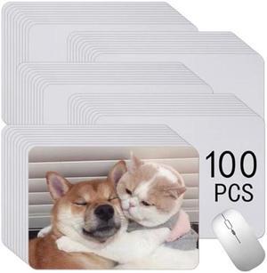 100 pcs Sublimation Mouse Pad Blanks for Heat Press Printing, Rubber Crafts Sublimation Blank Mousepad White 24x20x0.2cm