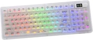 Odpaltoy V99 Hot Swappable Transparent Mechanical Keyboard with OLED Display,98 Keys RGB Custom Gaming Gasket Structures with BT5.1/2.4G/USB-C for Windows/Mac,Pioneer V1 Satellite Axis