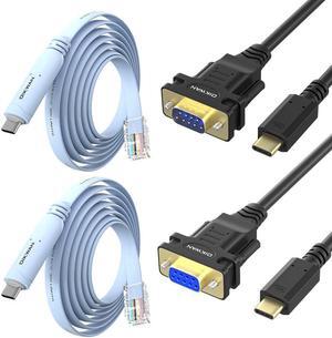 OIKWAN 6FT RS232 DB9 Female Converter Cable+USB Type C to RS232 DB9 Serial Port Adapter Cable+2pack USB-C Console Cable