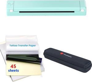 Phomemo M08F Wireless Tattoo Transfer Stencil Printer Green& M08F Case Black, Tattoo Transfer Thermal Copier Machine with 45pcs Tattoo Transfer Paper, Tattoo Printer Kit for Tattoo Artists