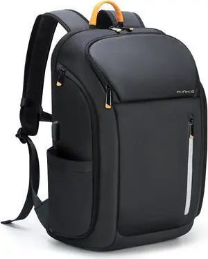 Ponhog 17 Inch Laptop Backpack for Men, Business Travel Anti-Theft Backpack with USB Charging Port, Water Resistant Computer Bag Carry On Flight Approved for Work College Weekender, Black