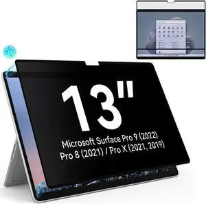 Privacy Filter Compatible with Microsoft Surface Pro 10 (2024) / 9 (2022) / 8 (2021) / X (2021, 2019), Easy On/Off 13 Inch Removable Anti Spy Glare Blue Light Privacy Screen
