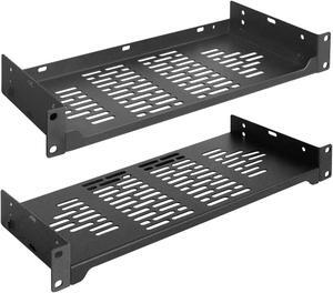 RIVECO 2 PCS 6" Rack Shelves for 19 inches Network Rack & Cabinets, 1U Rack Mount Shelf Vented Cantilever Tray, for Server, IT & Sound Equipment
