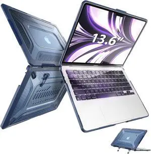 SEYMAC for MacBook Air 13.6 inch Case (2022/2024) M3 A3113/M2 A2681,Plastic Hard Shell Case with Fold Kickstand Shockproof for New MacBook Air 13.6 inch, Blue