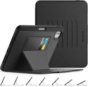 SEYMAC stock Case for iPad Pro 11 inch (M4) 2024, Auto Sleep/Wake Case with Magnetic Multi-Angles Stand, Card Slot, Black