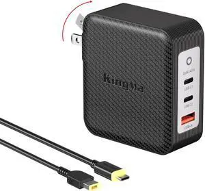 King Ma 140W GaN Laptop Charger, PD 3.1 Fast Wall Charger with Foldable Plug & USB-C Cable, 3-Port Portable Charger Compatible with Lenovo Savior Y9000K/Y9000P/R9000K/R9000X/Ideapad Y700/Z710/700-15