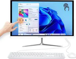 SIUGHVA All-in-One Desktop Computer, Touchscreen 22" FHD Display N5095 8GB RAM, 512GB SSD All-in-one PC, Quad-Core 11, Wired Keyboard & Mouse, RGB Speaker (N5095-8G-512G)