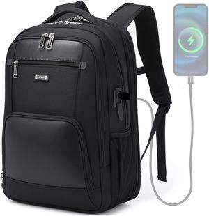 Travel Laptop Backpack for Men Women with USB Charging Port Computer Backpack Business Work Daypack Backpacks Water Resistant Back Pack Anti Theft Book Bag with 17 Inch Laptop Compartment - Black