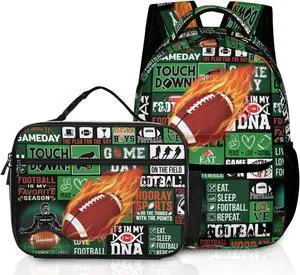 SKYIGC American Football Backpack with Lunch Box Lightweight Travel Backpack 17 inch Men American Football Lover Gift