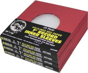 (100) Super Heavyweight Polylined Red Paper Inner Sleeves for 7" Records - Archival Quality, Acid-Free, Static-Free - Premium Protection - #07IARE