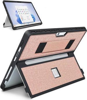 SSS*GRGB Case fit Microsoft Surface Pro 11 /Surface Pro 10 /Surface Pro 9 /Surface Pro 8 13-Inch, with Stent Cover, Hand Strap, All-in-one Rugged Case Compatible with Type Cover keyboards,Coupled Pink