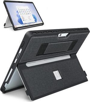SSS*GRGB Case fit Microsoft Surface Pro 11 /Surface Pro 10 /Surface Pro 9 /Surface Pro 8 13-Inch, with Stent Cover, Hand Strap, All-in-one Rugged Case Compatible with Type Cover Keyboards, Black