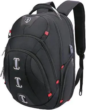 Swissdigital Design Travel Laptop Backpack, College Backpack For men with USB Charging Port Smart Bag with RFID Fits 15.6 Inch Notebook | PIXEL