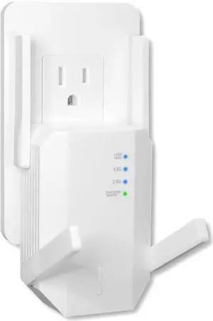 TECHFI AC1200 WiFi Extender Signal Booster Internet Repeater Amplifier2024 | Up to 1.2Gbps | Long-Range Powerful | Dual Bands (5.8GHz/ 2.4GHz) | Two Ethernet Ports, 1-Touch Quick Setup, Four Modes