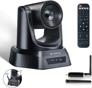 TONGVEO Wireless Conference Room Webcam, Church Live Streaming 10X USB 1080P 60fps PTZ Camera for Worship Services Online Conference, Works with Zoom, Skype OBS