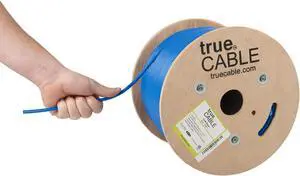 trueCABLE Cat6 Riser (CMR), 500ft, Blue, 23AWG 4 Pair Solid Bare Copper, 550MHz, PoE++ (4PPoE), ETL Listed, Unshielded Twisted Pair (UTP), Bulk Ethernet Cable