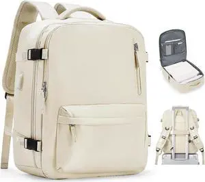 VGCUB Lightweight Travel Backpack for Women Men,Carry on Backpack Flight Approved Luggage,Water Resistant Laptop College Work Backpack Personal Item Daypack Bookbag Mochila de Viaje,Beige