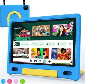 VNEIMQN Kids Tablet, 10.1 Inch Tablet for Kids, Android 14, 64GB, Octa-Core CPU, WiFi, Big Battery, Kids Conten, Parental Control, HD Display Children Tablet Age 3-12, Bluetooth, Blue Shockproof Case