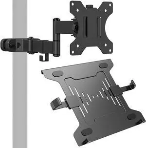 WALI Bundle - 2 Items: Single Monitor Arm and Universal Adjustable Laptop Holder Tray