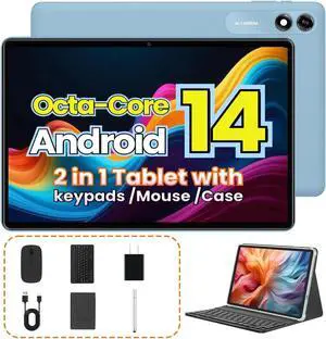 WXUNJA Tablet,10.1" Android Tablet with Octa-Core Processor (Blue 1)