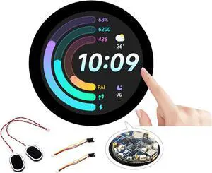 Wonrabai ESP32-S3 Development Board with 1.85inch Round Touch Screen IPS Display 360x360, 32-bit LX7 Dual-Core Processor Up to 240MHz, Accelerometer and Gyroscope Sensor