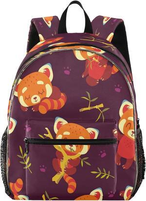 xigua Red Panda Print Backpack with LED Light Strip, Luminous Casual Daypacks Outdoor Sports Rucksack School Shoulder Bag for Boys Girls Teens