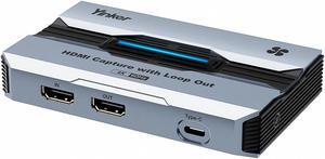4K@60fps Capture Card, Yinker 2K@144fps 1080p@240fps Video Capture Card, HDR & VRR Capture and Loop-Out, No Latency for Live Streaming, Gaming, Camera, Switch, Xbox and PS5