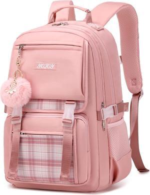 YOJOY Girls Backpack 15.6 Inch Laptop Backpacks School Bag Kids Elementary Bookbags for Teen Girl Women Anti Theft Travel Daypack (Pink)