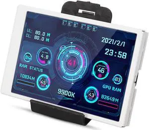 Yunseity Computer Temp Monitor, AIDA64 PC CPU Hard Disk Real Time Data Monitor, 3.5 Inch IPS USB Mini Screen PC Sensor Panel Display with USB Type C Port (White)
