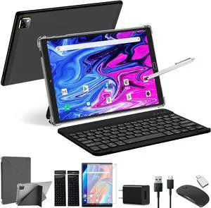 Tablet 10 Inch Android 11.0 Tablet with Keyboard, Dual 2.4+5G WiFi Tablets 64GB Storage 128GB Expandable, 4G RAM 6000mAh Battery Google Certified Tablet Include Keyboard Mouse Case Stylus