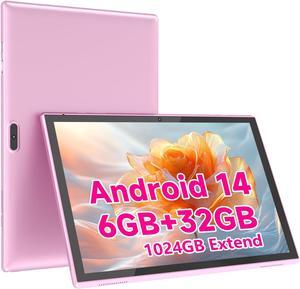 Tablet 10 inch Android 14 Tablet PC, 10.1" Android Tablets, DDR4 6GB RAM 32GB ROM 2MP+8MP Dual Camera, WiFi-6 Bluetooth 1TB Expand IPS Full HD Display Tab, 6000mAh Battery Powerful Performance Tablet.
