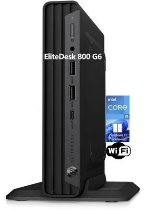HP EliteDesk 800 G6 Business Mini PC Desktop Computer, Intel Hexa-Core i5-10400 (Beat i7-8700), 16GB DDR4 RAM, 512GB PCIe SSD, WiFi, Bluetooth, Type-C, Keyboard & Mouse, Windows 11 Pro, Tilsiy Cable