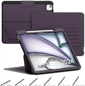 Timecity for iPad Air 13 Inch Case M3 2025/ M2 2024, Strong Magnetic with 6 Angle Stand, Auto Sleep/Wake, Upgrade PU Leather Cover for iPad Air 13 2024, Purple
