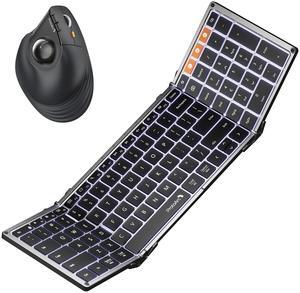 ProtoArc XK01 Plus Backlit Foldable Keyboard with EM05 NL Vertical Wireless Trackball Mouse