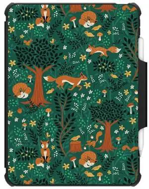 CASETiFY Impact Folio Case for iPad Pro 12.9" (3rd/4th/5th/6th Gen) - Foxes in an Emerald Forest - Clear Black