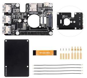 Waveshare PCIe to M.2 4G/5G and USB 3.2 HAT, Compatible with Raspberry Pi 5 Cellular Modem and SIMCom/Quectel 4G/5G LTE Modules, Comes with 5G-4IN1-PCB Antenna, High-Speed Networking
