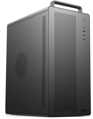 V281 Micro ATX/ITX Computer Case,Multifunctional Pc Case with Handle, Spcc Side Panel Business case, Support 300mm GPU 165mm CPU Cooler (Black)