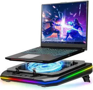 MOUNTUP RGB Laptop Cooling Pad for 13-19 Inch, Max 3500RPM Gaming Laptop Cooler, Cooling Pad Stand with Touch Switch to Control Speed, Laptop Fan Cooling Pad with Powerful 4.72 Inch Turbo Fan