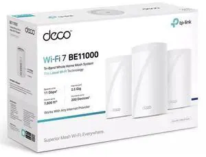 TP-Link - Deco BE11000 Multi-Gig Whole Home Mesh Wi-Fi 7 System (3-Pack) - White