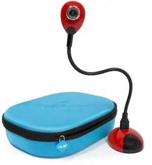 HUE HD Portable USB Video Conferencing Camera. Use as a Webcam for Live Streaming or a Document Camera for Teaching: Windows, macOS, Chromebook, Linux Compatibility (Red with Carry Case)