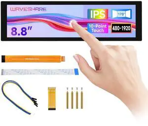 Waveshare 8.8inch DSI Capacitive Touch Display, Compatible with Raspberry Pi 5/4B/3B/CM3/3+/4 480 × 1920, IPS, Optical Bonding Toughened Glass Panel, DSI Interface, 10-Point Touch