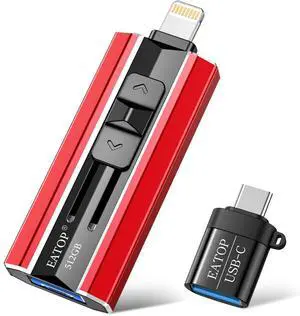 EATOP 512GB Flash Drive Intended for iPhone iPad Android and Computers, 4 in 1 Photo Stick for Phone Memory Storage Easily Backup Photos Videos, Plug and Play, No Application Required (Red)