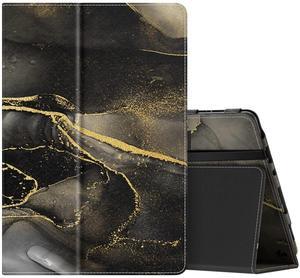 MoKo Case Fits All-New Kindle Fire HD 10 & 10 Plus tablet (13th/11th Generation, 2023/2021 Release) 10.1" - Slim Folding Stand Cover with Auto Wake/Sleep, Marble Black Gold
