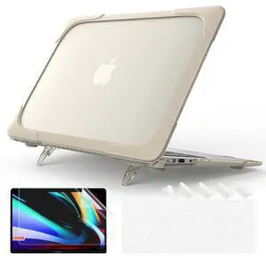 Batianda Heavy Duty Case for Old MacBook Air 13 inch 2017 Model A1466/A1369,Shockproof Protective Cover with Fold Kickstand for Enhanced Durability & Keyboard Cover Screen Protector, Khaki