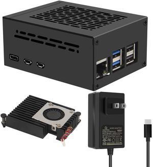 Geekworm Metal Case P579-V2+Power Supply+Active Cooler H505 for Raspberry Pi 5 Support X1000/X1001/X1003/X1004/X1015/M901